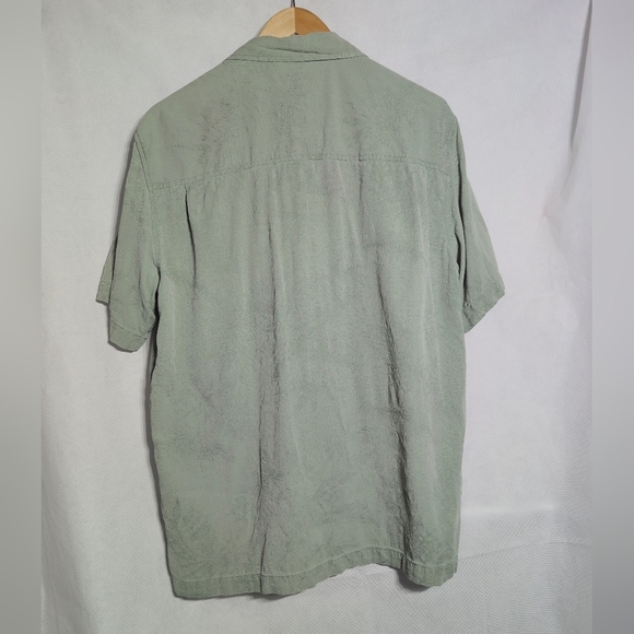 Solitude Light Green XL Silk Hawaiian Shirt - Picture 4 of 5